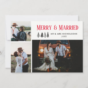 Merry & Married Wedding Couple Multi Photo Holiday Card