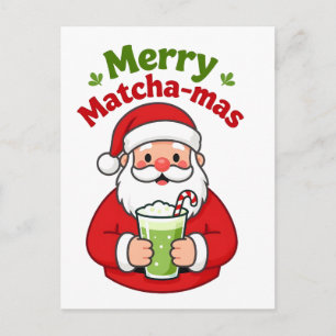 Merry Matchamas Matcha Xmas Christmas Santa Postcard