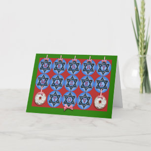 Merry Mazel Tov Chrismukkah Ornaments Bagels Holiday Card