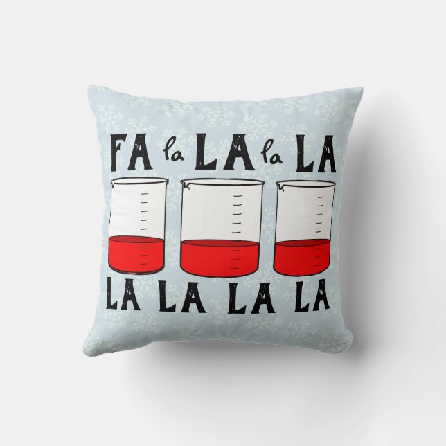 Merry Measure Beaker Christmas Science Teacher Cushion (Back)