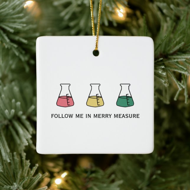 Merry Measure Chemistry Science Erlenmeyer Holiday Ceramic Ornament (Tree)