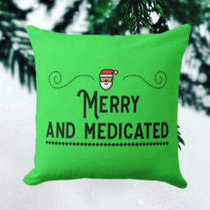 Merry & Medicated Holiday Throw Pillow