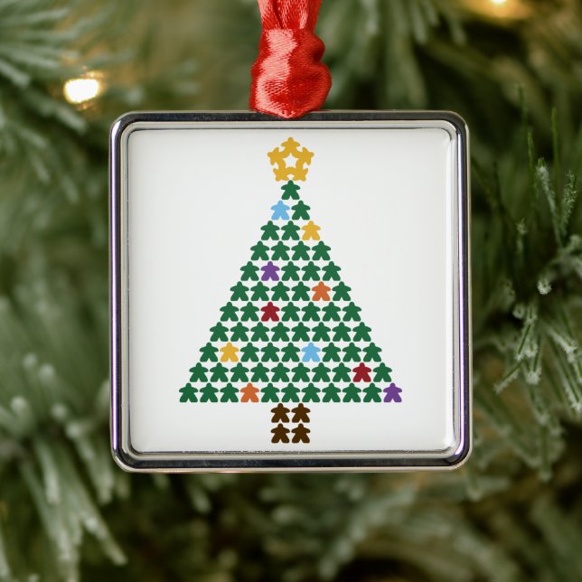 Merry Meeple Christmas Tree Metal Ornament (Tree)