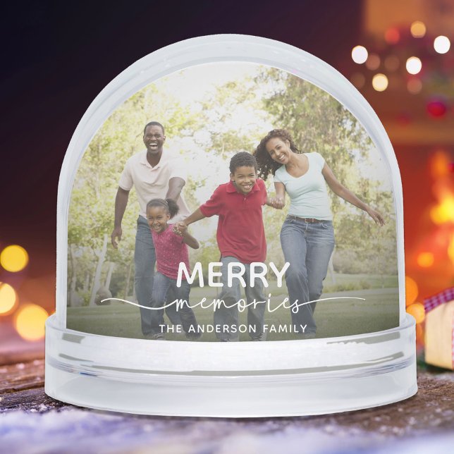 Merry Memories Family Photo Christmas Snow Globe (Creator Uploaded)
