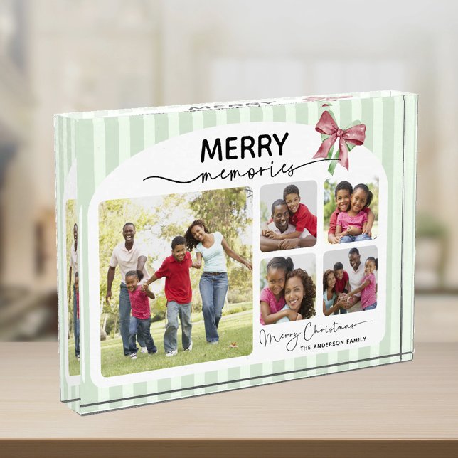 Merry Memories Photo Collage Bow Christmas (Creator Uploaded)
