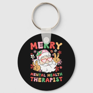 Merry Mental Health Therapist Christmas Xmas Party Key Ring