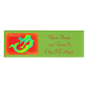 merry mermaid christmas name tag