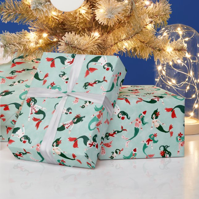 MERRY MERMAIDS AQUA WRAPPING PAPER (Holidays)