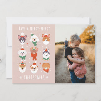 Merry-Merry Christmas Dogs Holiday Card