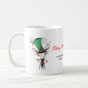 "Merry Merry" Christmas Elf Top Hat Coffee Mug