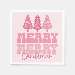 Merry Merry Christmas - Pink Holiday Design Napkin