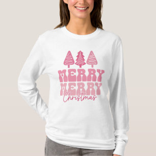 Merry Merry Christmas - Pink Holiday Design T-Shirt
