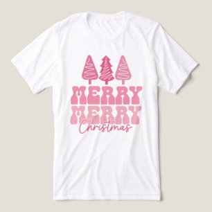Merry Merry Christmas - Pink Holiday Design Tri-Blend Shirt