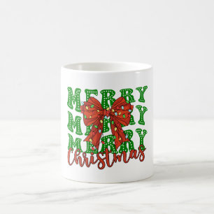 Merry Merry Merry Christmas Coquette Coffee Mug
