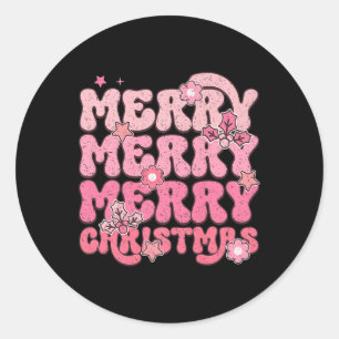 Merry Merry Merry Christmas Festivity Classic Round Sticker