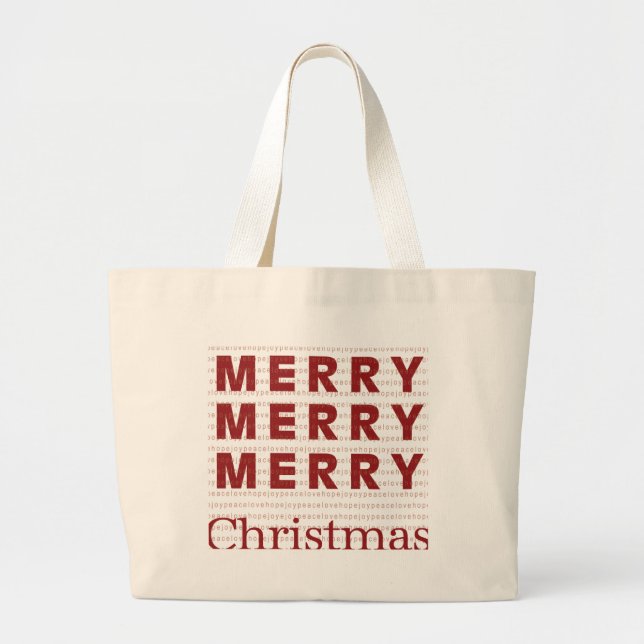 Merry, Merry, Merry Christmas Large Tote Bag (Front)
