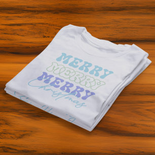 Merry Merry Merry Christmas Retro Typography Tri-Blend Shirt