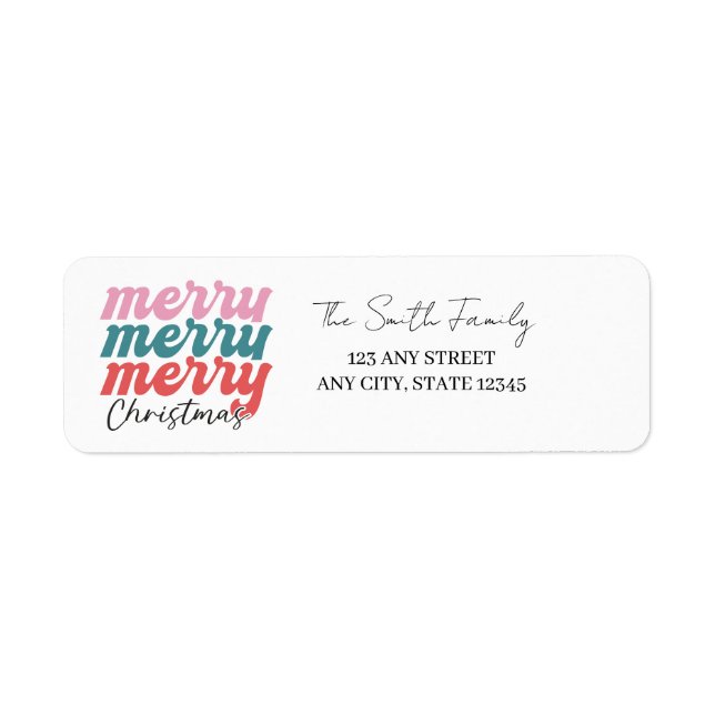 Merry Merry Merry Christmas  Return Address Label (Front)