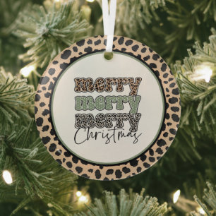 Merry Merry Merry Christmas Typography Glass Tree Decoration