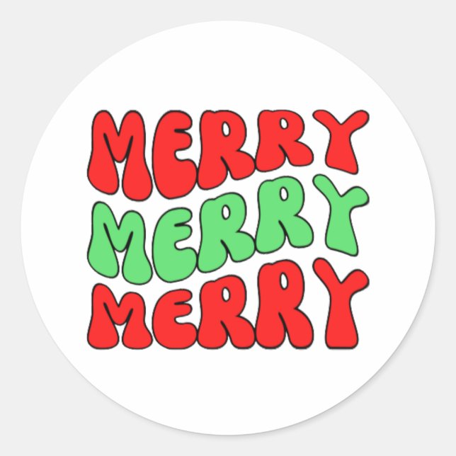 Merry Merry Merry     Classic Round Sticker (Front)