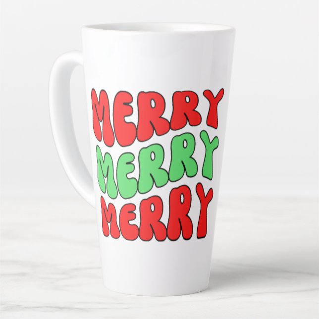 Merry Merry Merry  Latte Mug (Left Angle)