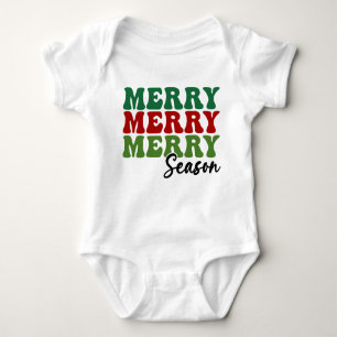 Merry Merry Merry Season - Retro Holiday Art Baby Bodysuit