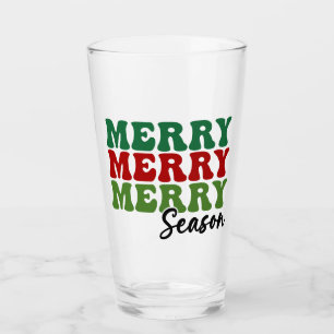 Merry Merry Merry Season - Retro Holiday Art Glass