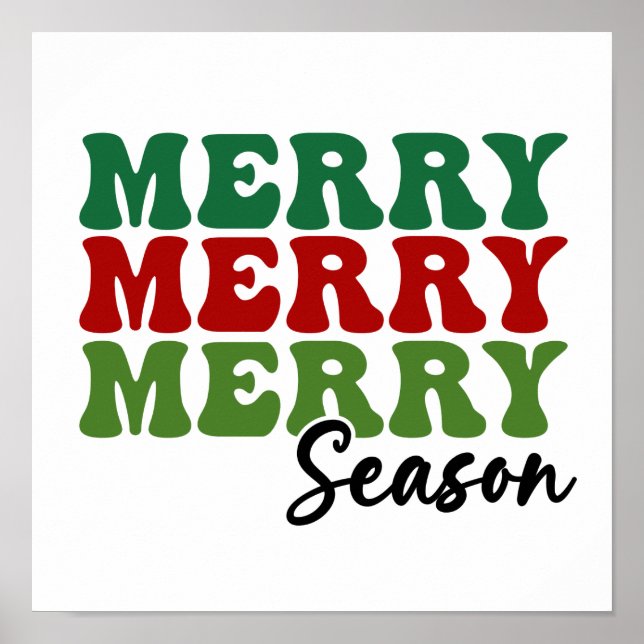 Merry Merry Merry Season - Retro Holiday Art Poster (Front)