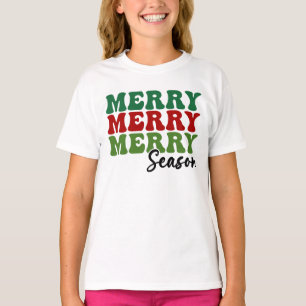 Merry Merry Merry Season - Retro Holiday Art T-Shirt