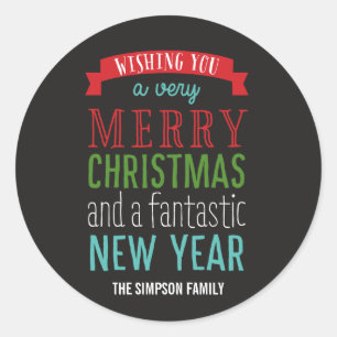 Merry Message Holiday Sticker or Envelope Seal