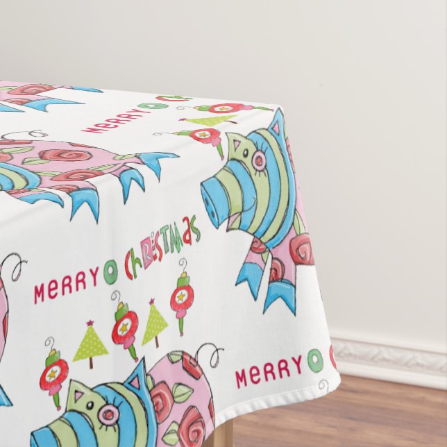 Merry Mexican Christmas Tablecloth, Mexican Pig  Tablecloth (In Situ)
