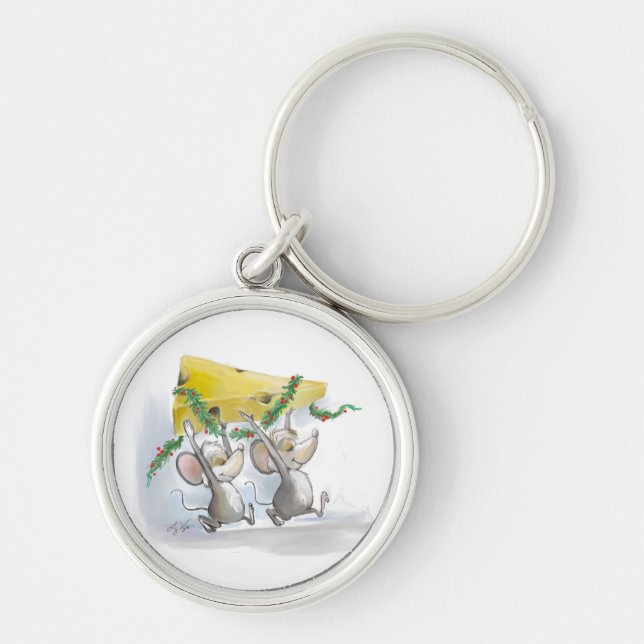 Merry Mice Mic & Mac Holiday Keychain (Front)