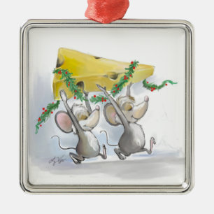 Merry Mice Mic & Mac Square Premium Ornament