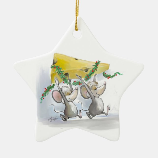 Merry Mice Mic & Mac Star Ornament (Front)