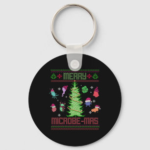 Merry Microbe-mas Microbiology Scientists Christma Key Ring