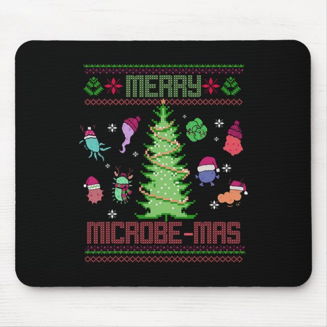 Merry Microbe-mas Microbiology Scientists Christma Mouse Pad (Front)
