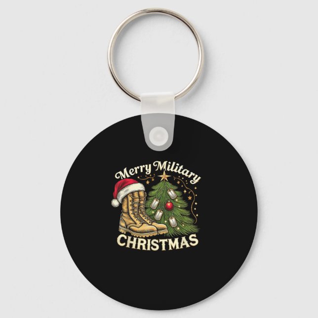 Merry Military Christmas Festive Military Boots &a Key Ring (Front)