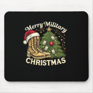 Merry Military Christmas Festive Military Boots &a Mouse Pad