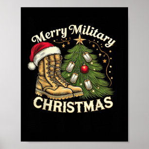 Merry Military Christmas Festive Military Boots &a Poster