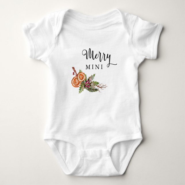 Merry Mini Christmas Baby Bodysuit (Front)