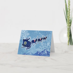 Merry Minnesota Christmas flag Santa greeting card