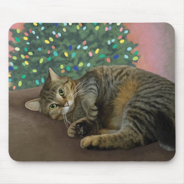 Merry Mischief - Christmas Kitty   Mouse Pad (Front)