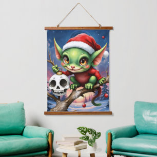 Merry Mischief – The Little Christmas Elf. Hanging Tapestry