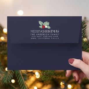 Merry Mistletoe Back Flap Address Christmas Envelopes