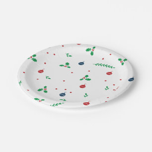 Merry Mistletoe Christmas Holiday Paper Plate