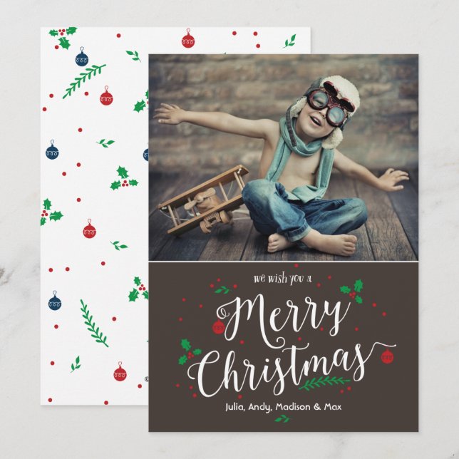 Merry Mistletoe in Bark 1 Photo Holiday Card (Front/Back)