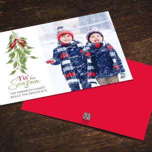 Merry Mistletoe One Photo Christmas Holiday Card