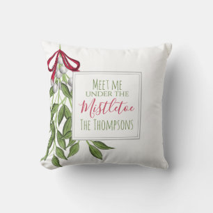 Merry Mistletoe Red and Green Christmas Custom Cushion