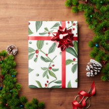 Merry Mistletoe Red Berry White Watercolor