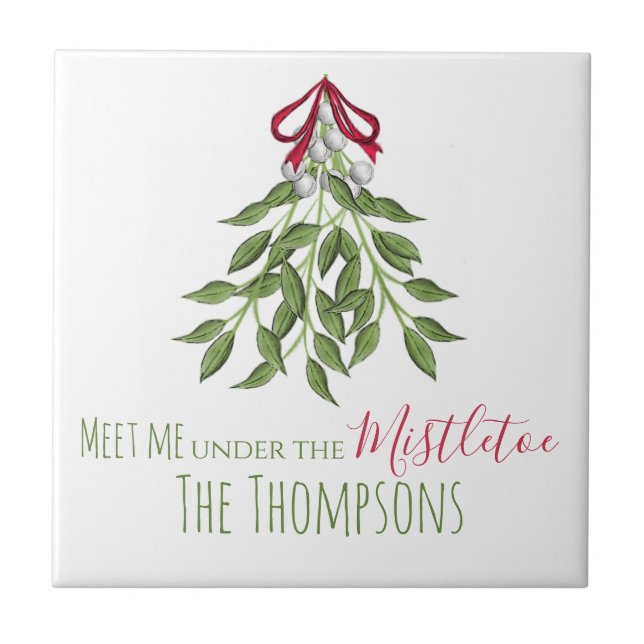 Merry Mistletoe with White Berries Ceramic Tile (Front)
